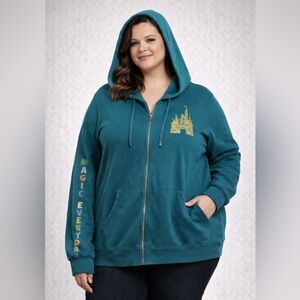 Disney full zip hoodie happiest place on earth deep teal 2X plus size